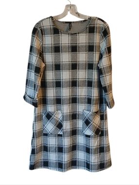 Massini Black And White Plaid Dress With Pockets Size Medium